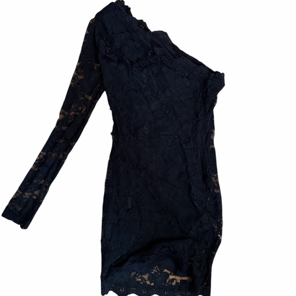 Black One-Shoulder Lace Dress